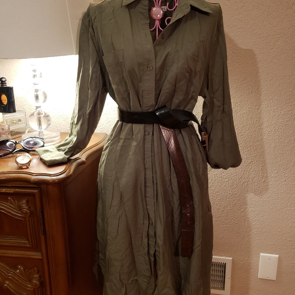 Hunter Green Shirt Dress